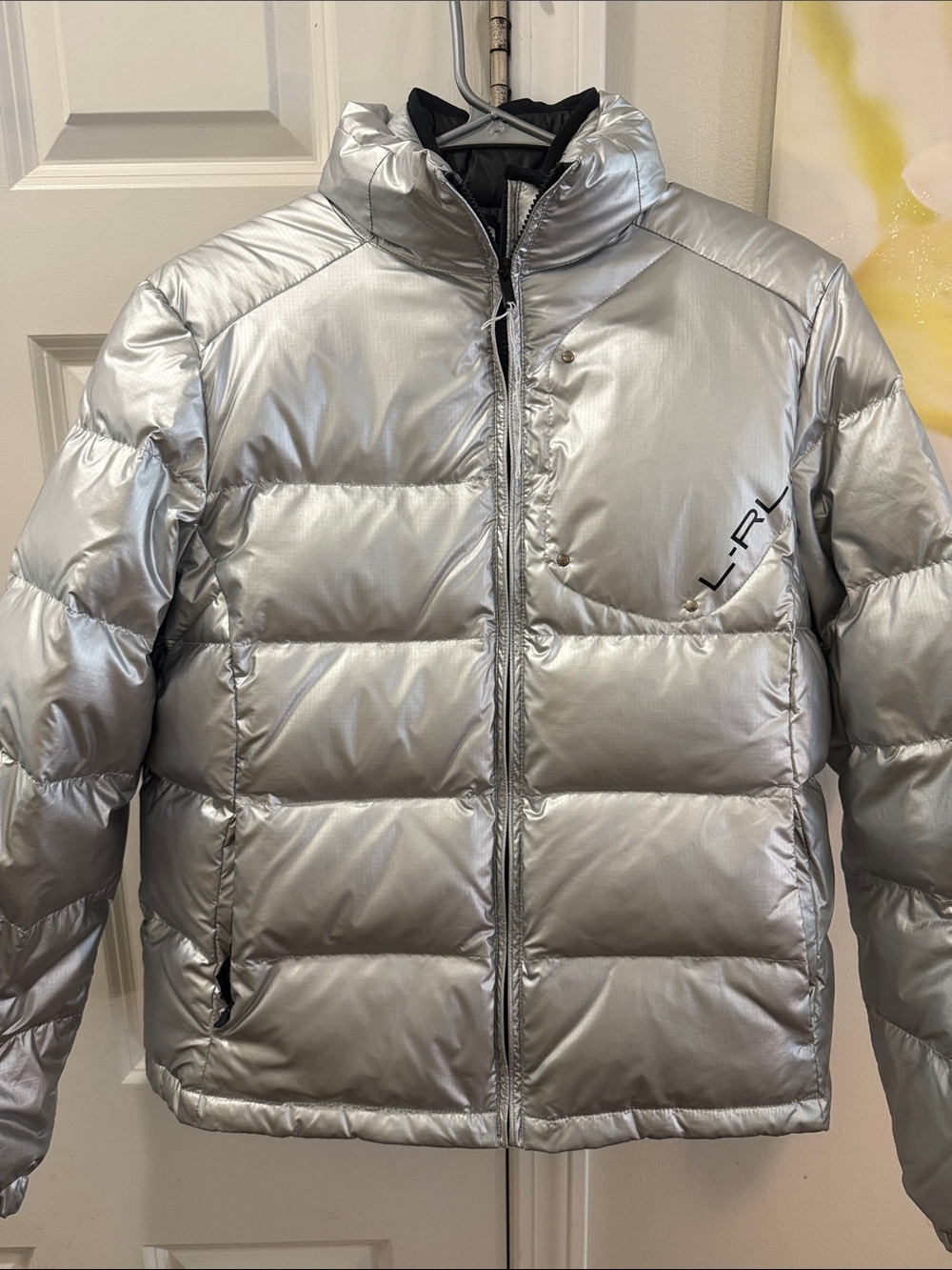 Lauren Ralph Lauren Silver Metallic Puffer Bomber Jacket with vest combo